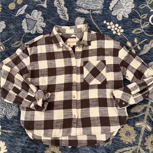 Women’s scotch & soda flannel Brown & Cream Buffalo Plaid Shirt